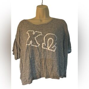Chi Omega Letters Crop T-Shirt Medium Excellent Condition